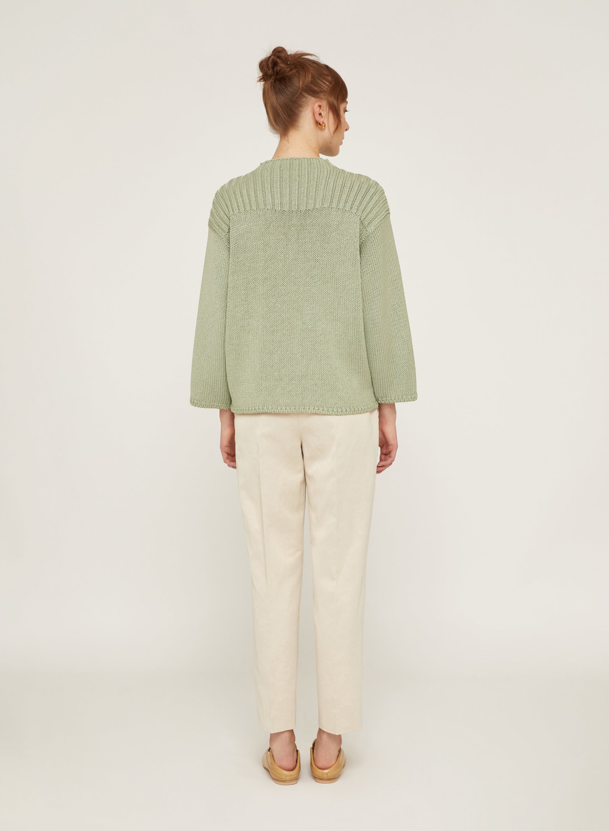 Mint_1QTY // Pull côtelé à empiècements en soie - Mint