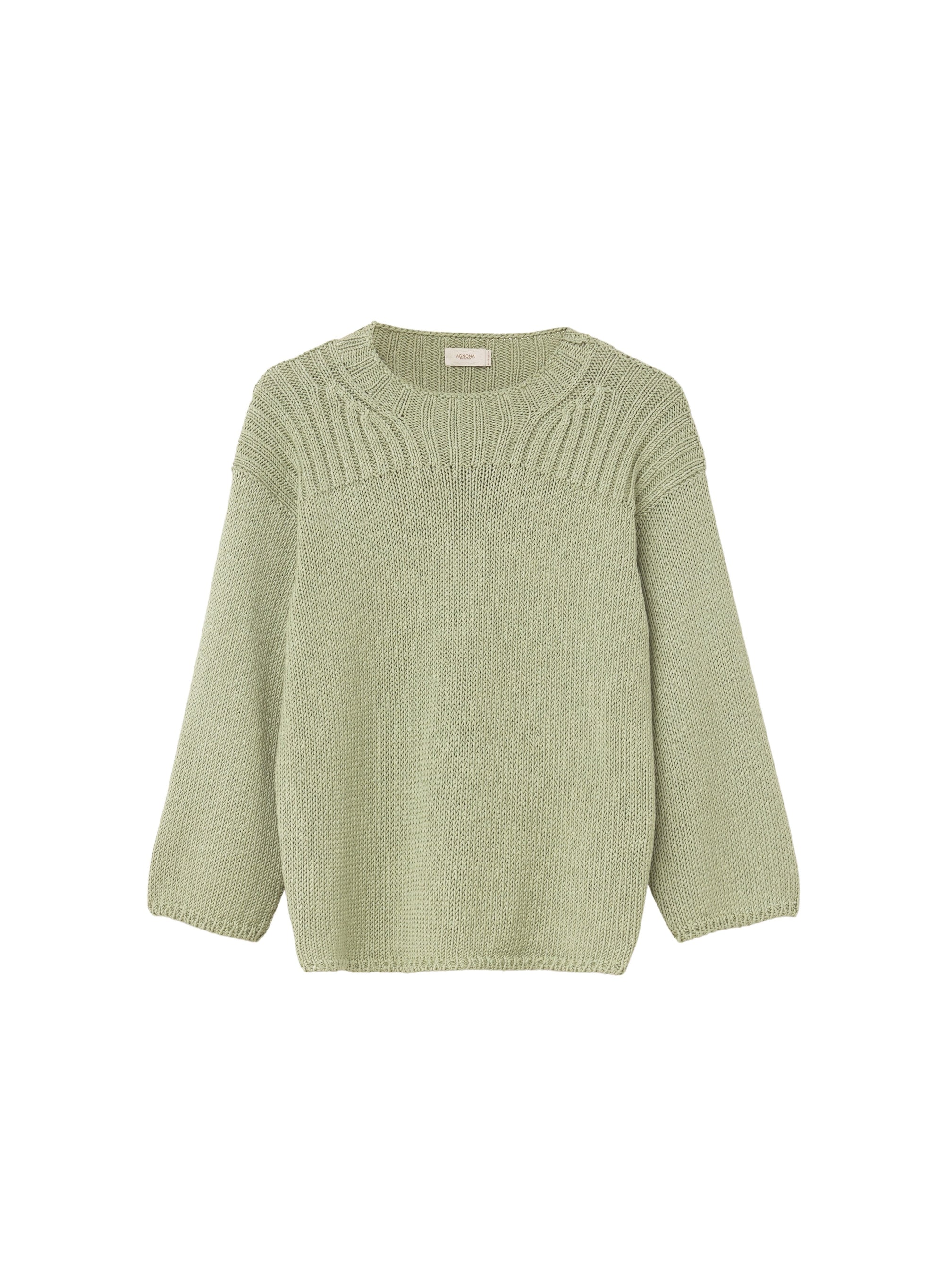 Mint_1QTY // Pull côtelé à empiècements en soie - Mint