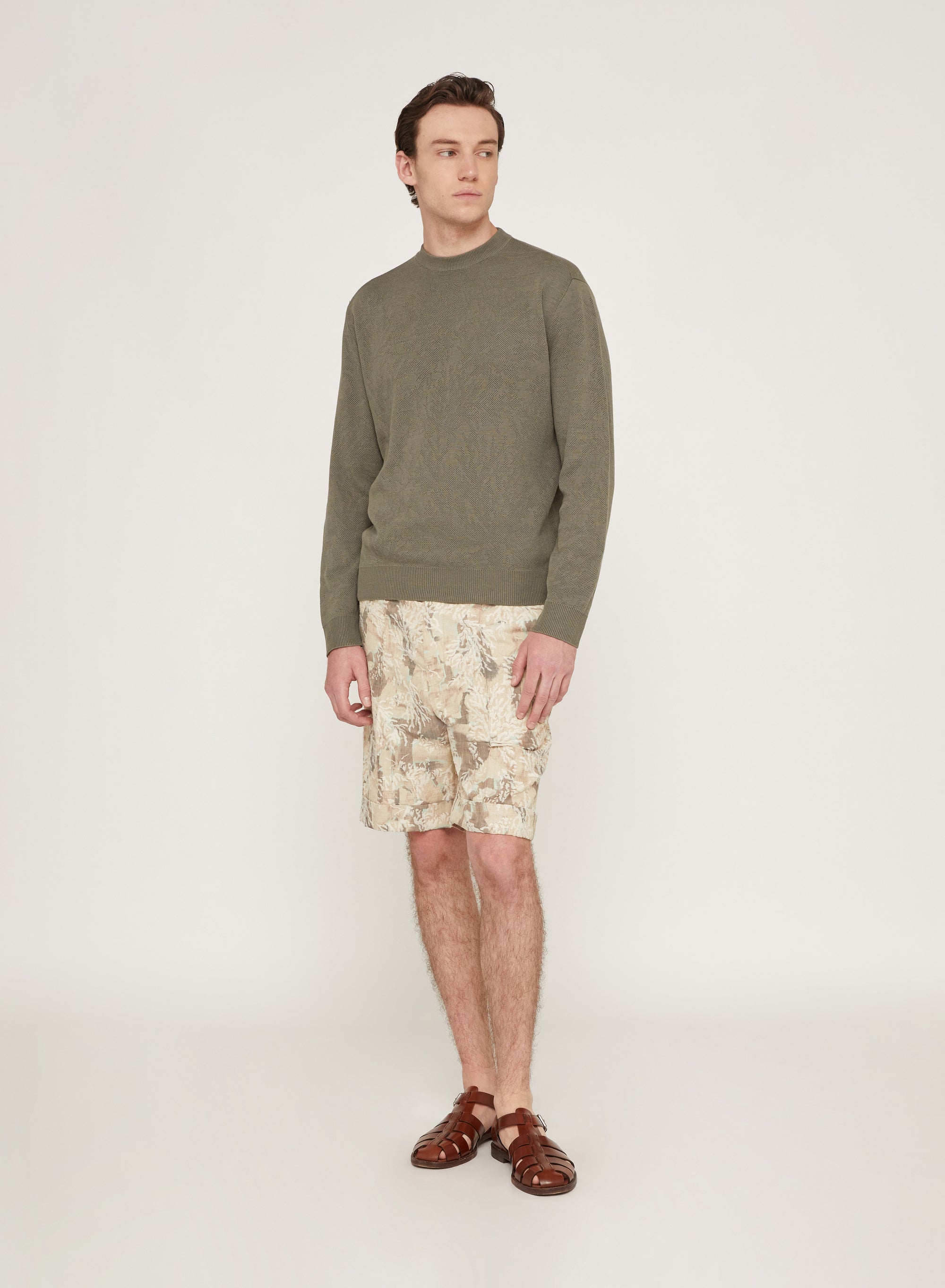 Sage_1QTY // Pull à motif texturé jacquard en soie mélangée - Sage