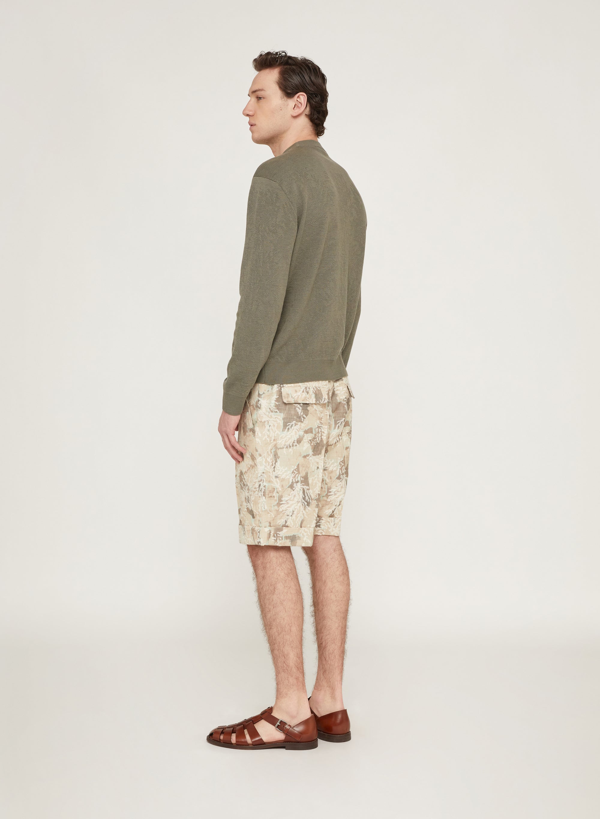 Sage_1QTY // Pull à motif texturé jacquard en soie mélangée - Sage