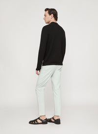 Nero_1QTY // Pull à motif et finitions côtelées en soie mélangée - Nero