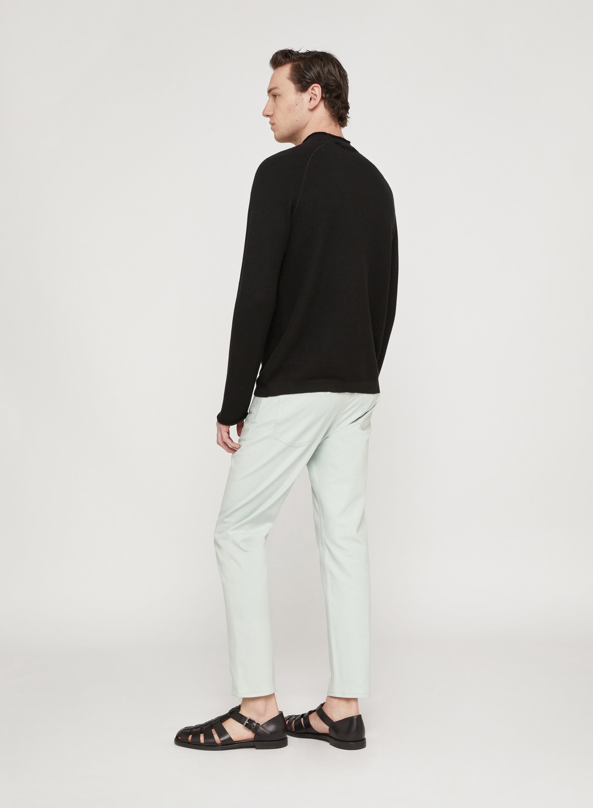 Nero_1QTY // Pull à motif et finitions côtelées en soie mélangée - Nero