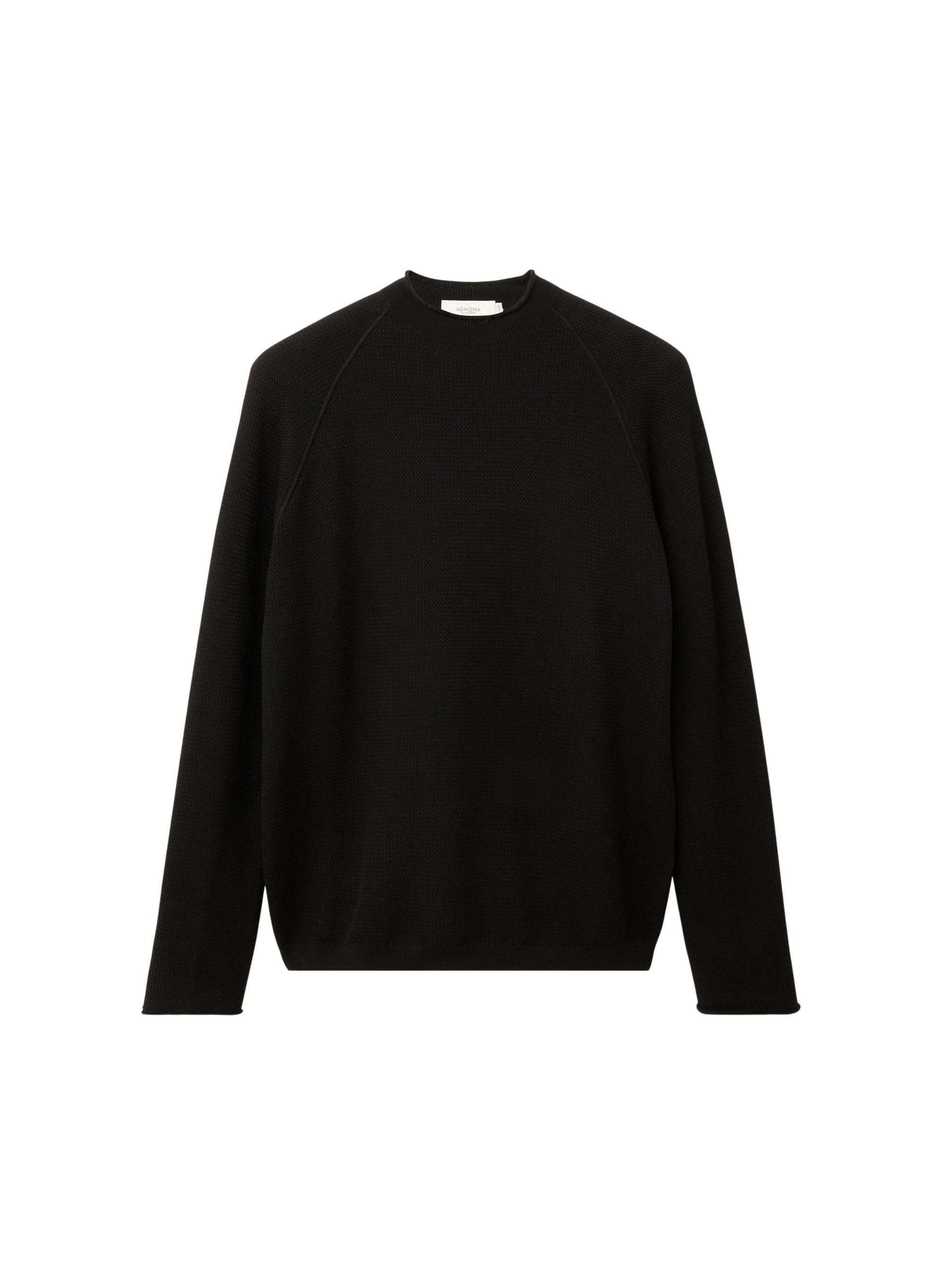 Nero_1QTY // Pull à motif et finitions côtelées en soie mélangée - Nero