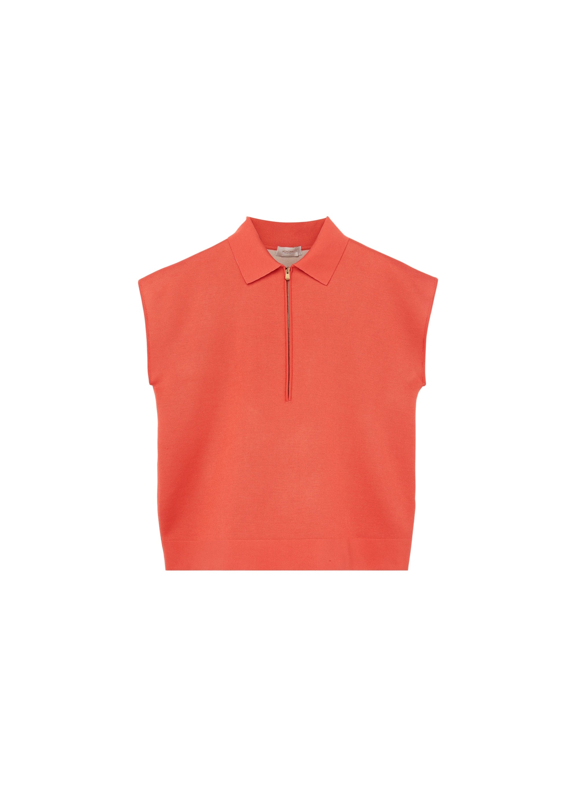 Fuego_1QTY // Pull polo sans manches à fermeture éclair en soie - Fuego