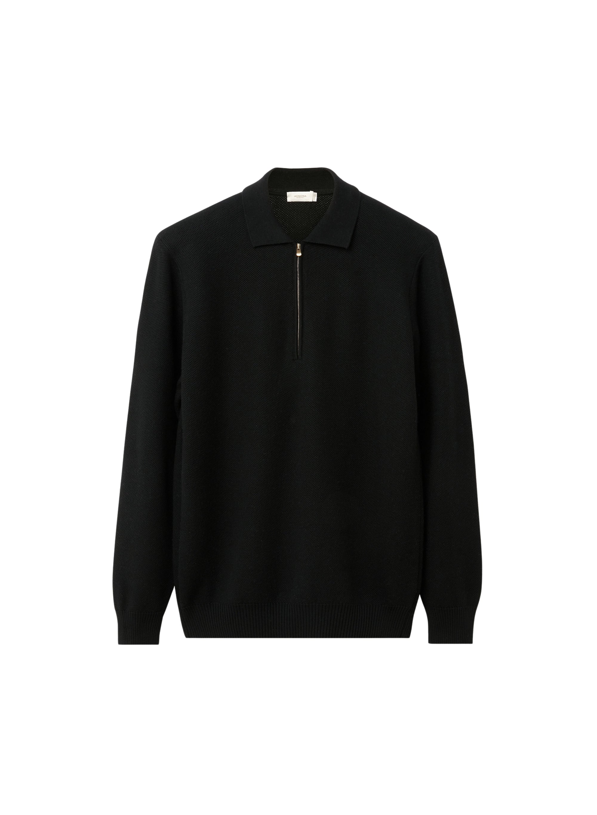 Nero_1QTY // Polo col zippé en laine - Nero