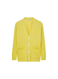Limone_1QTY // Cardigan à maille côtelée et boutons nacrés en laine mélangée - Limone