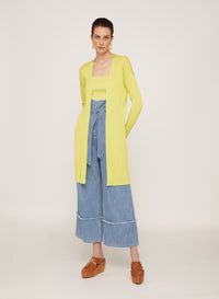 Limone_1QTY // Cardigan long à maille côtelée en soie mélangée - Limone