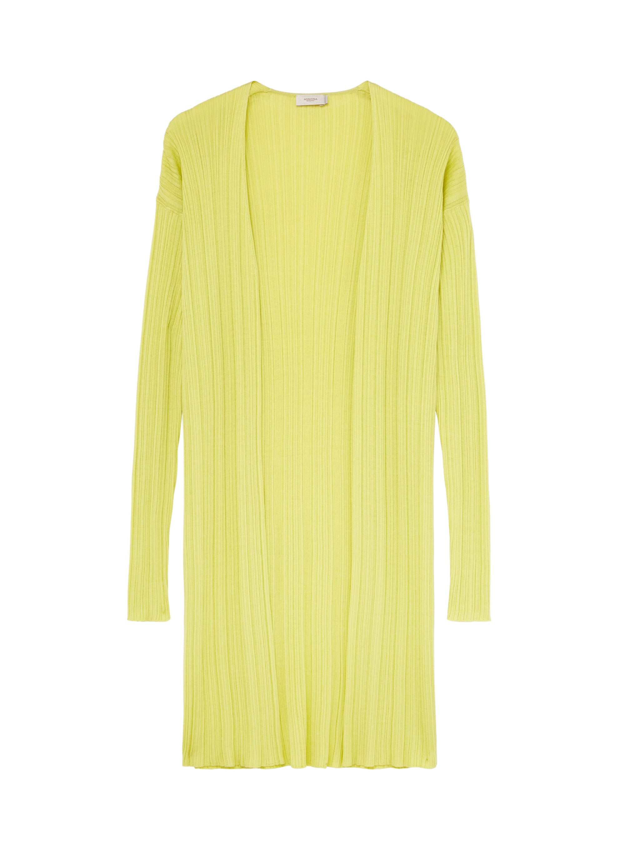 Limone_1QTY // Cardigan long à maille côtelée en soie mélangée - Limone