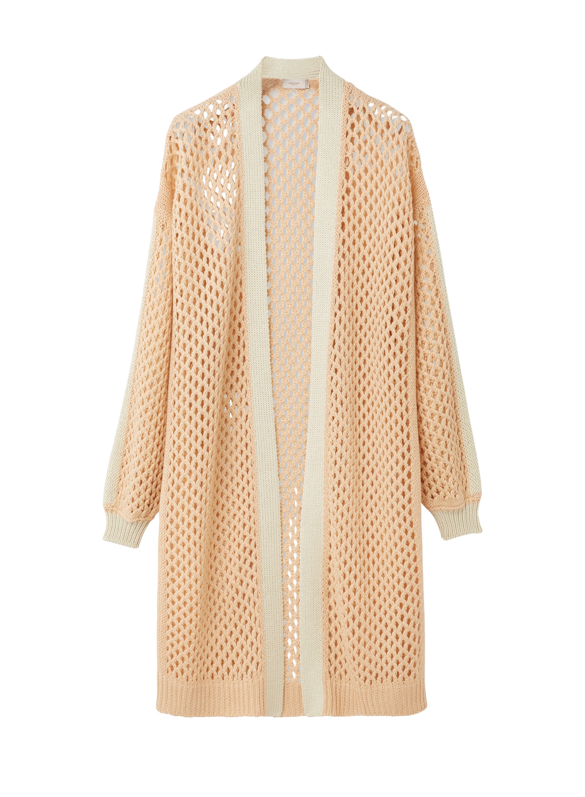 Cardigan long ajouré en laine - Peach