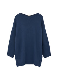 Work Blue_2QTY // Pull ample à panneaux latéraux ajourés en laine - Work Blue