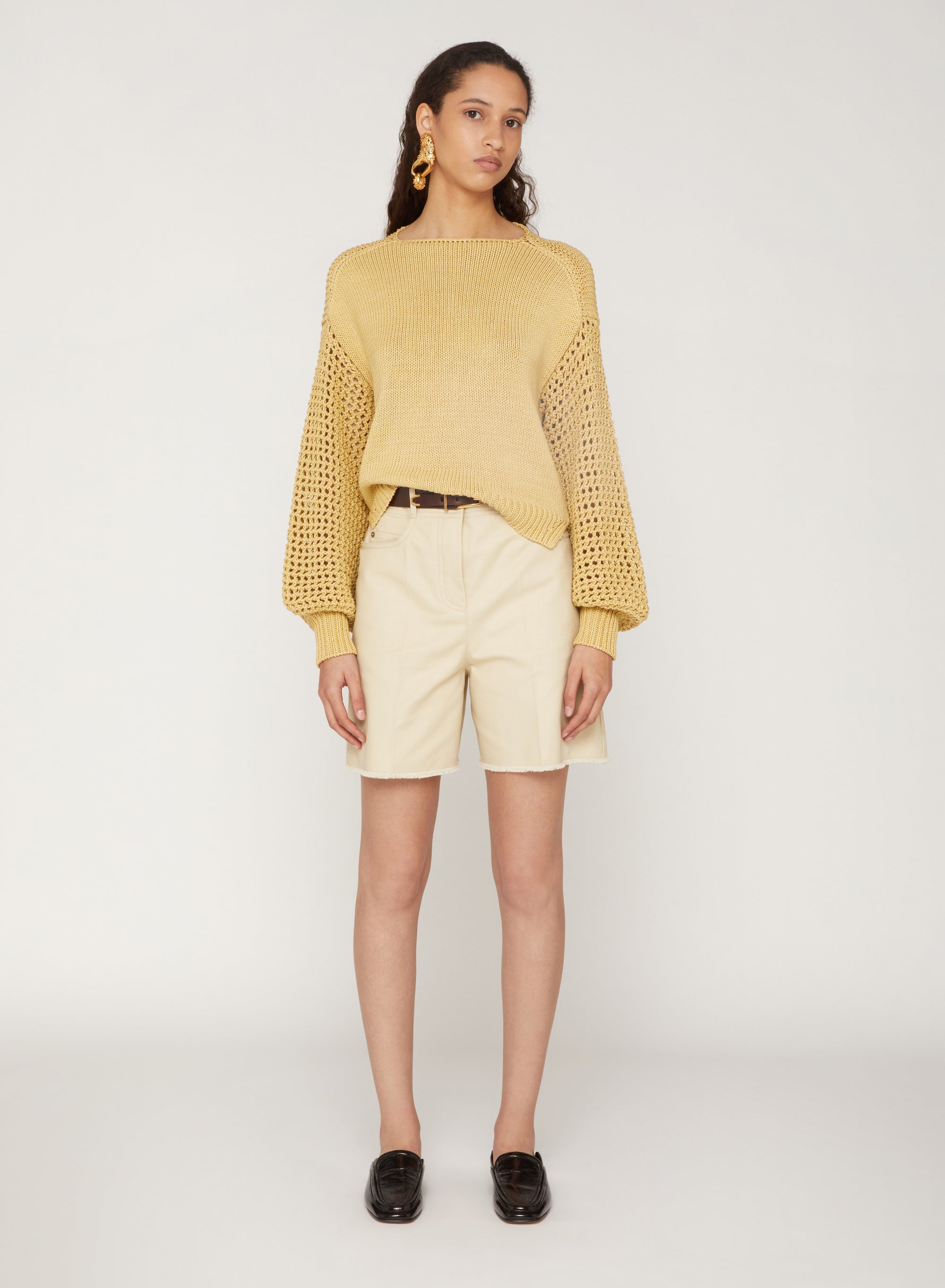 Hay_1QTY // Pull à manches ballon ajourée en soie - Hay