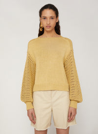 Hay_1QTY // Pull à manches ballon ajourée en soie - Hay