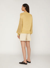 Hay_1QTY // Pull à manches ballon ajourée en soie - Hay