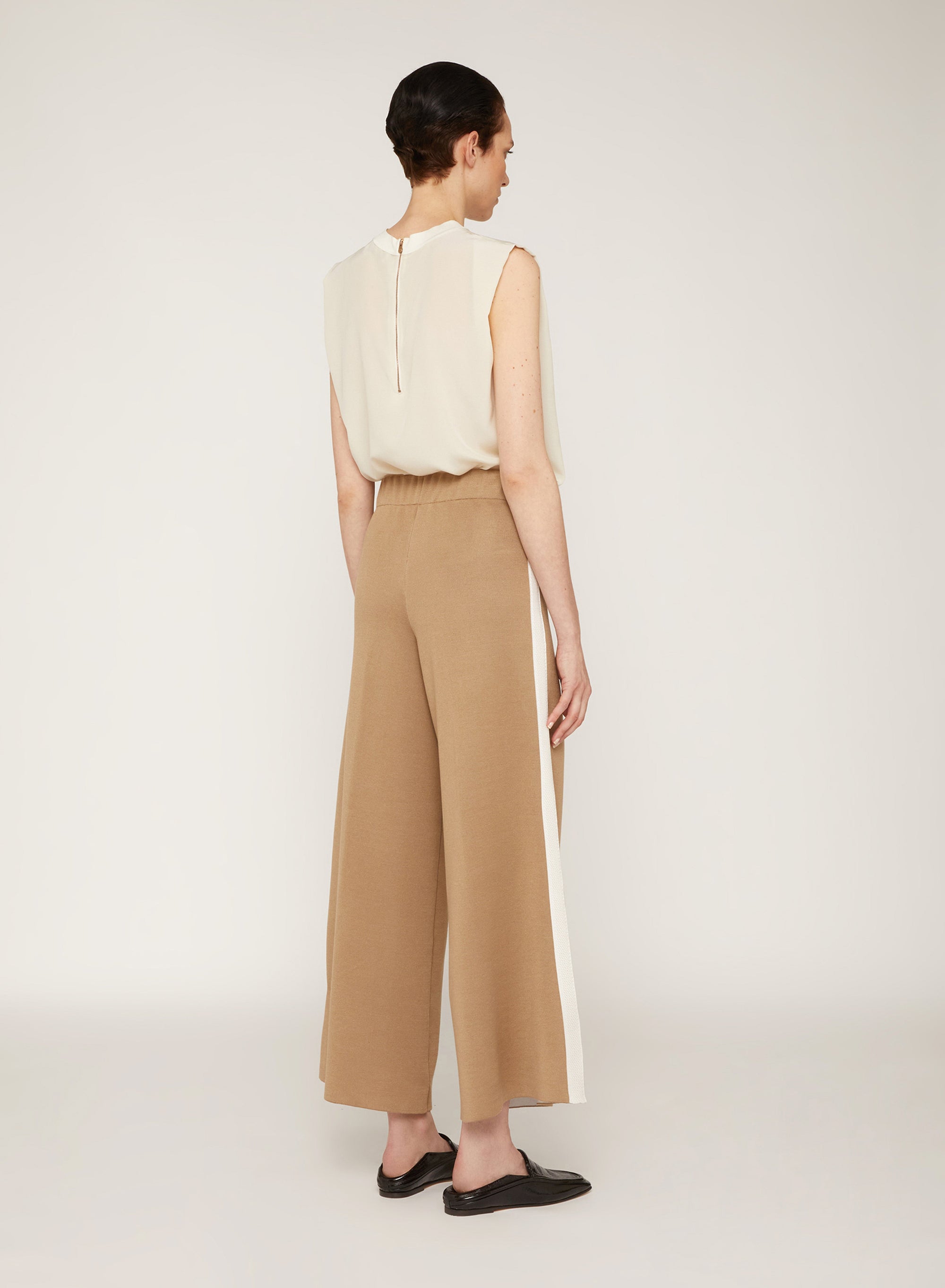 Pantalon ample à bandes contrastantes en soie mélangée - Fuego