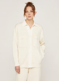 Lana_2QTY // Chemise à poches et poignets côtelés en laine - Lana