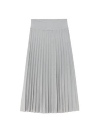 Perla_1QTY // Jupe plissée midi à taille côtelée en soie - Perla