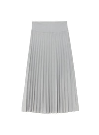 Pleated midi skirt with ribbed waist in silk - Perla