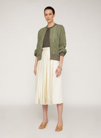 Sage_1QTY // Bomber effet froissé en soie - Sage