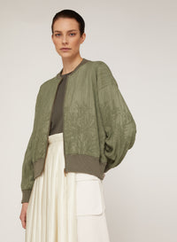 Sage_1QTY // Bomber effet froissé en soie - Sage