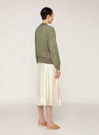 Sage_1QTY // Bomber effet froissé en soie - Sage