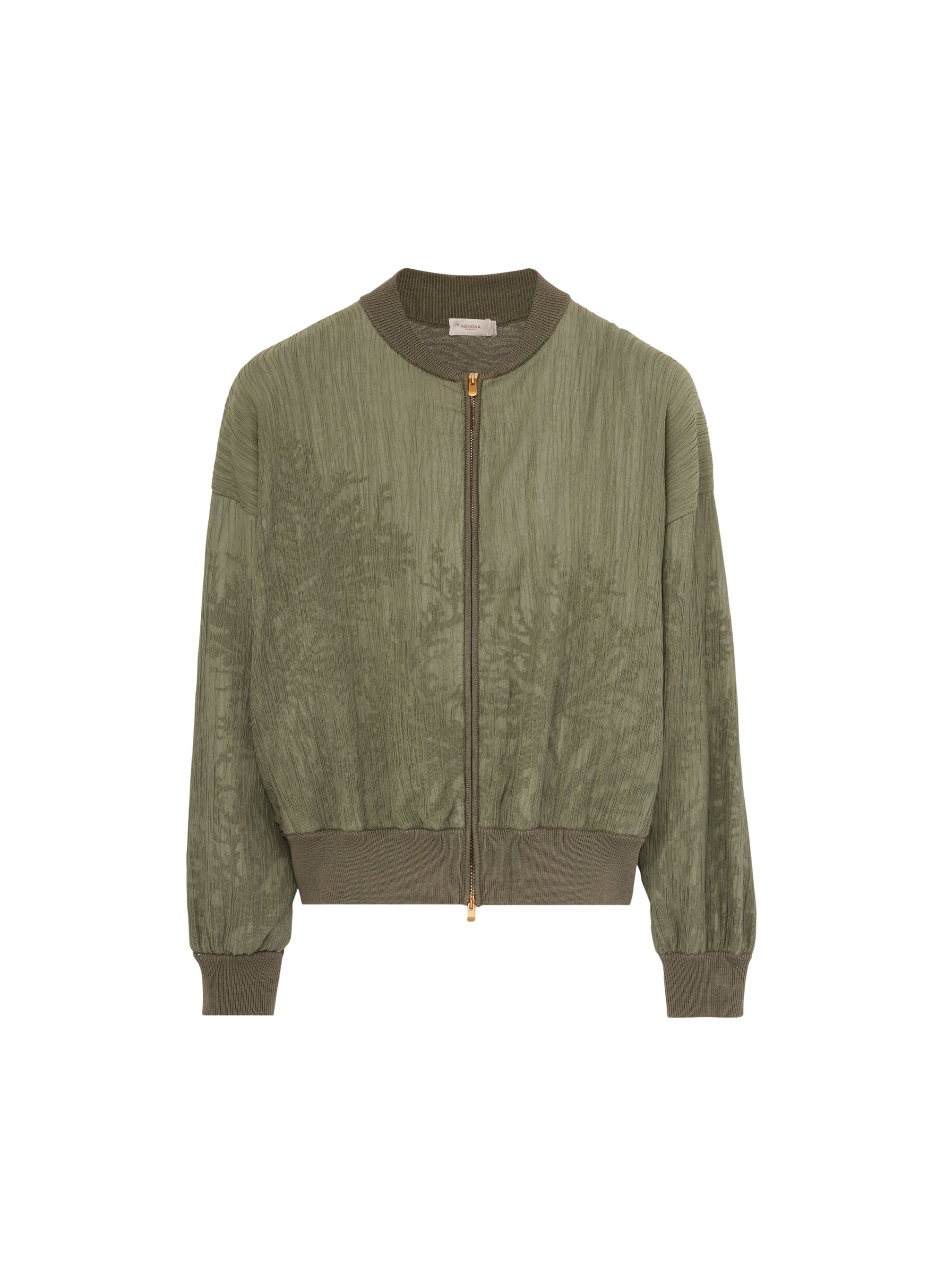 Sage_1QTY // Bomber effet froissé en soie - Sage