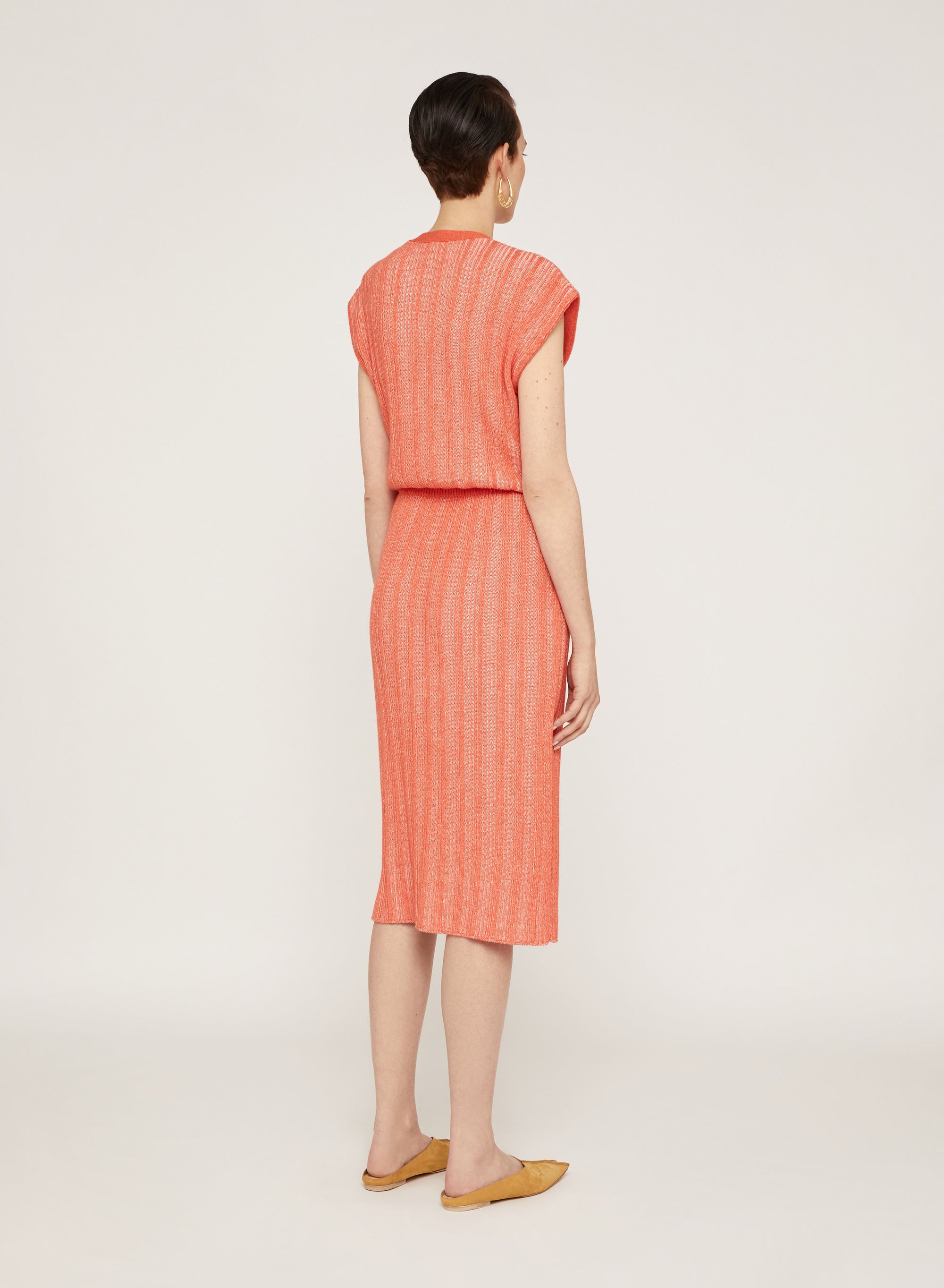 Parrot_2QTY // Robe midi à taille côtelée en laine mélangée - Parrot