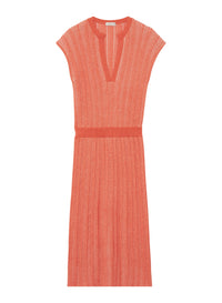 Parrot_2QTY // Robe midi à taille côtelée en laine mélangée - Parrot