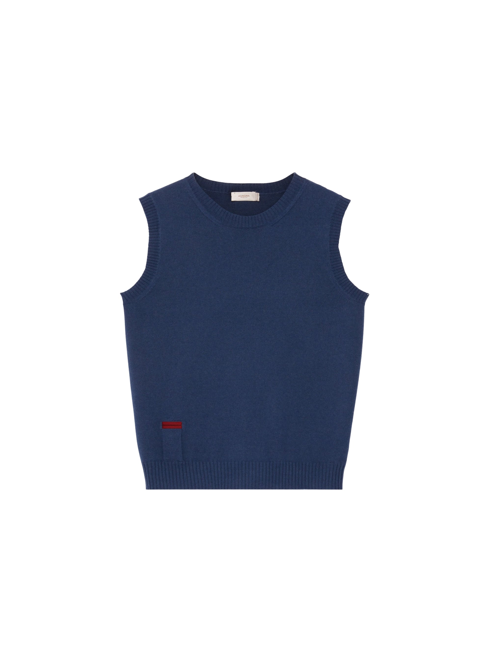 Work Blue_1QTY // Pull sans manches à col rond en laine - Work Blue