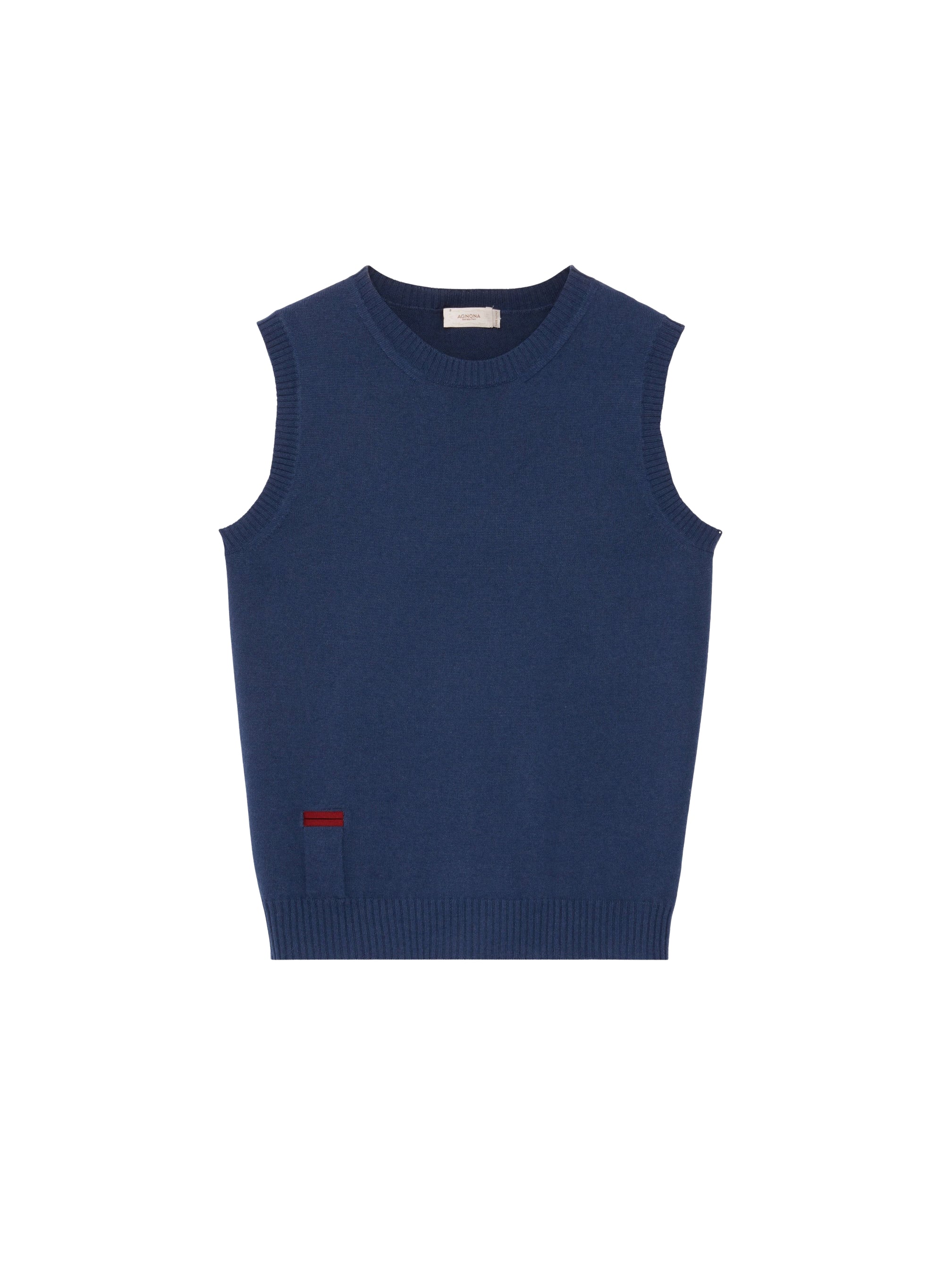 Sleeveless round-neck wool jumper - Work Blue