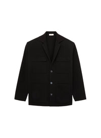 Nero_1QTY // Veste droite à poches en soie mélangée - Nero