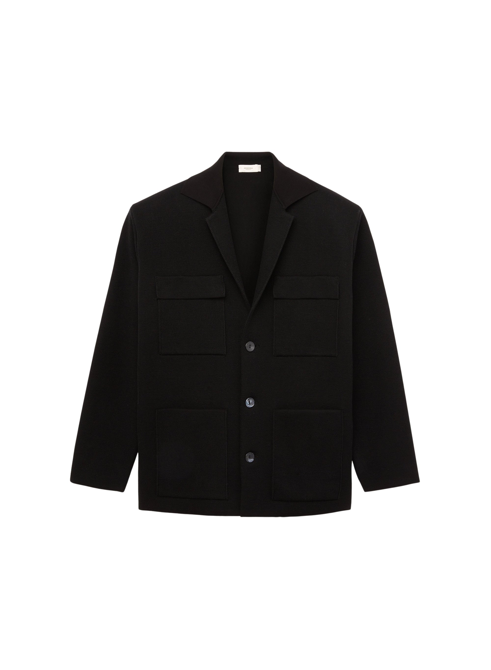 Nero_1QTY // Veste droite à poches en soie mélangée - Nero