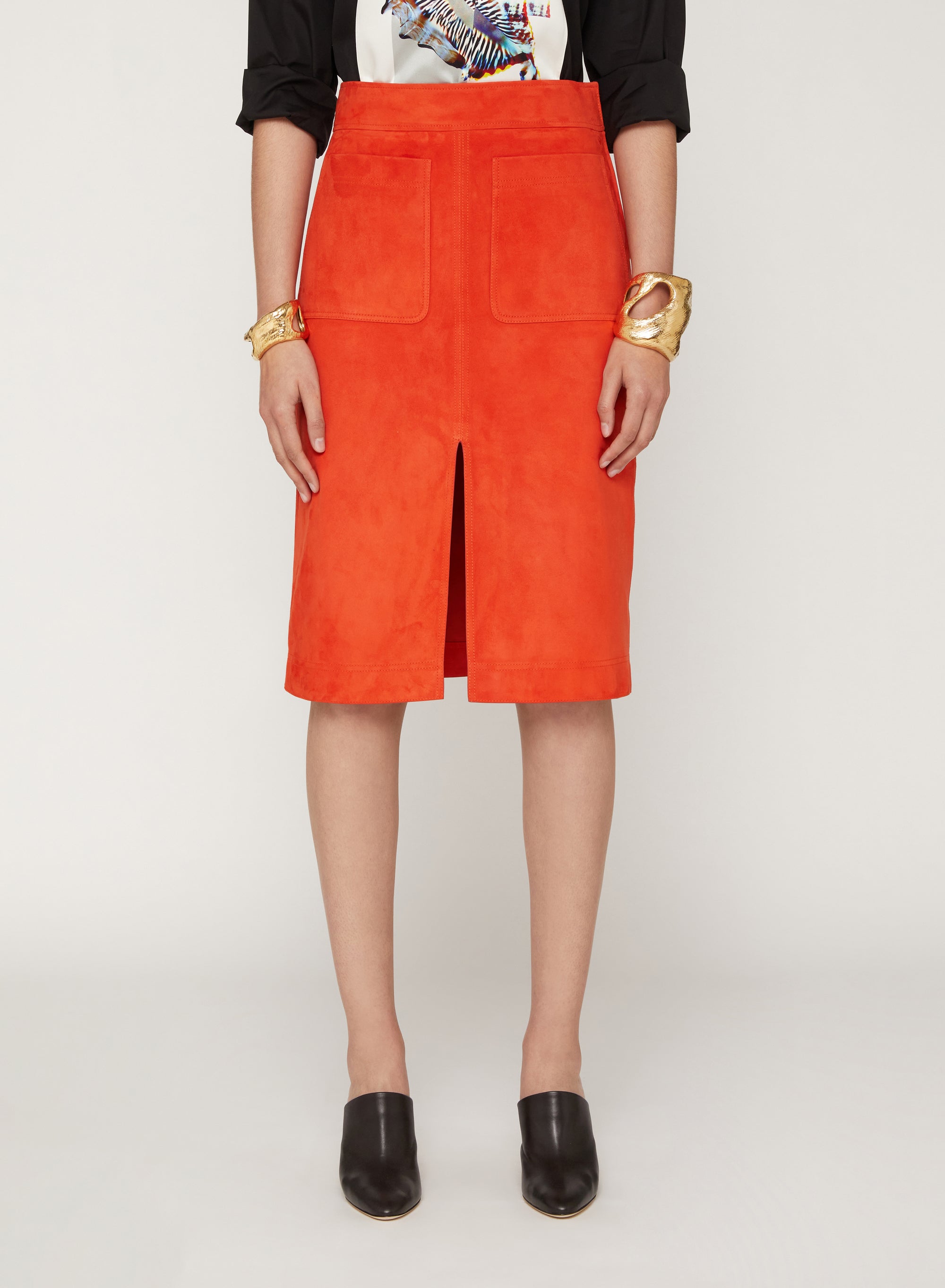 Fuego_1QTY // Jupe droite à empiècements - Fuego