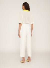 Bianco_3QTY // Pantalon court à coupe ample en lin - Bianco