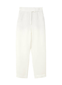 Loose-fit cropped trousers in linen - Bianco