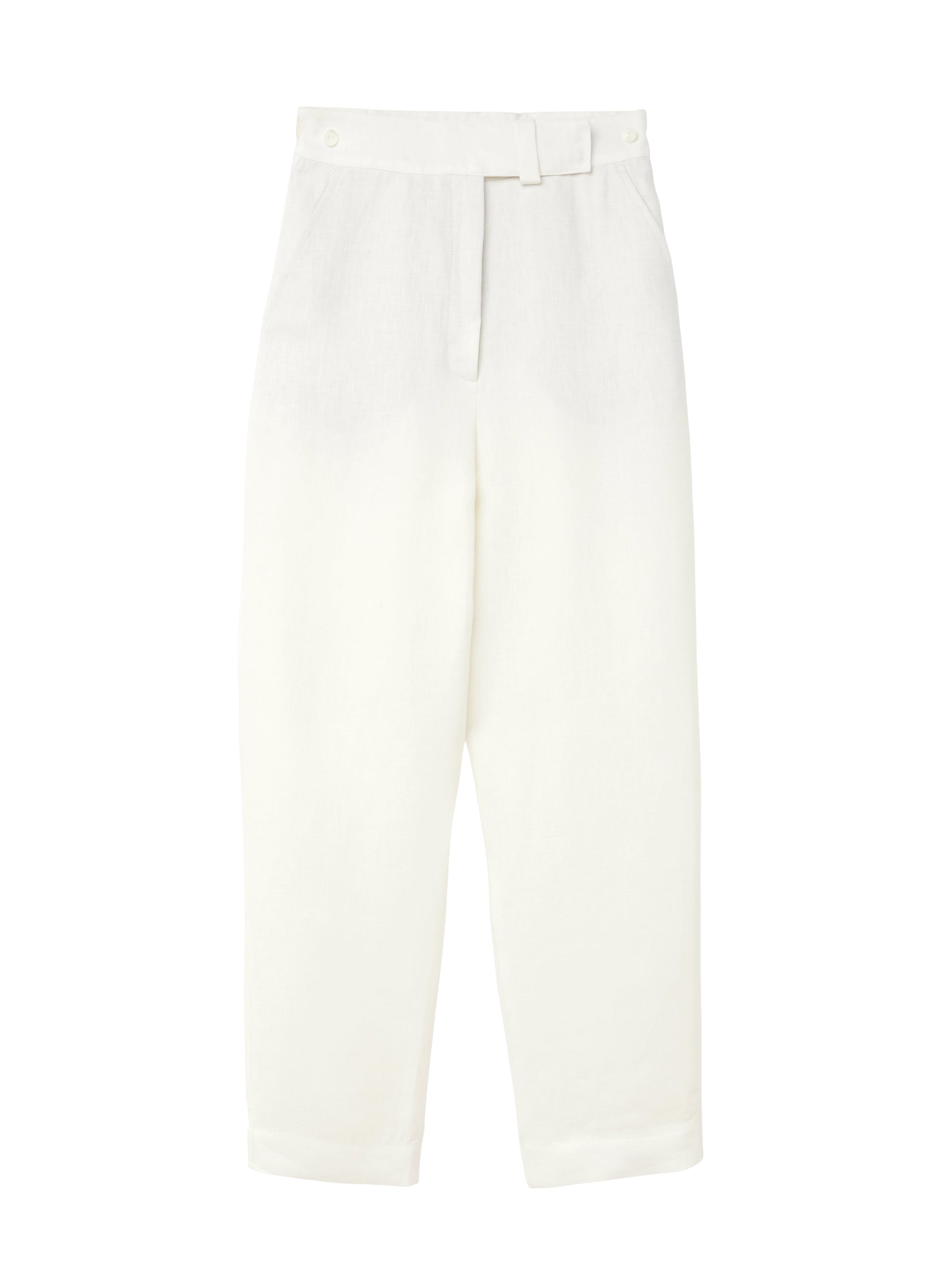 Loose-fit cropped trousers in linen - Bianco