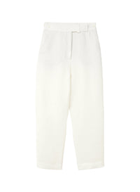 Bianco_3QTY // Pantalon court à coupe ample en lin - Bianco