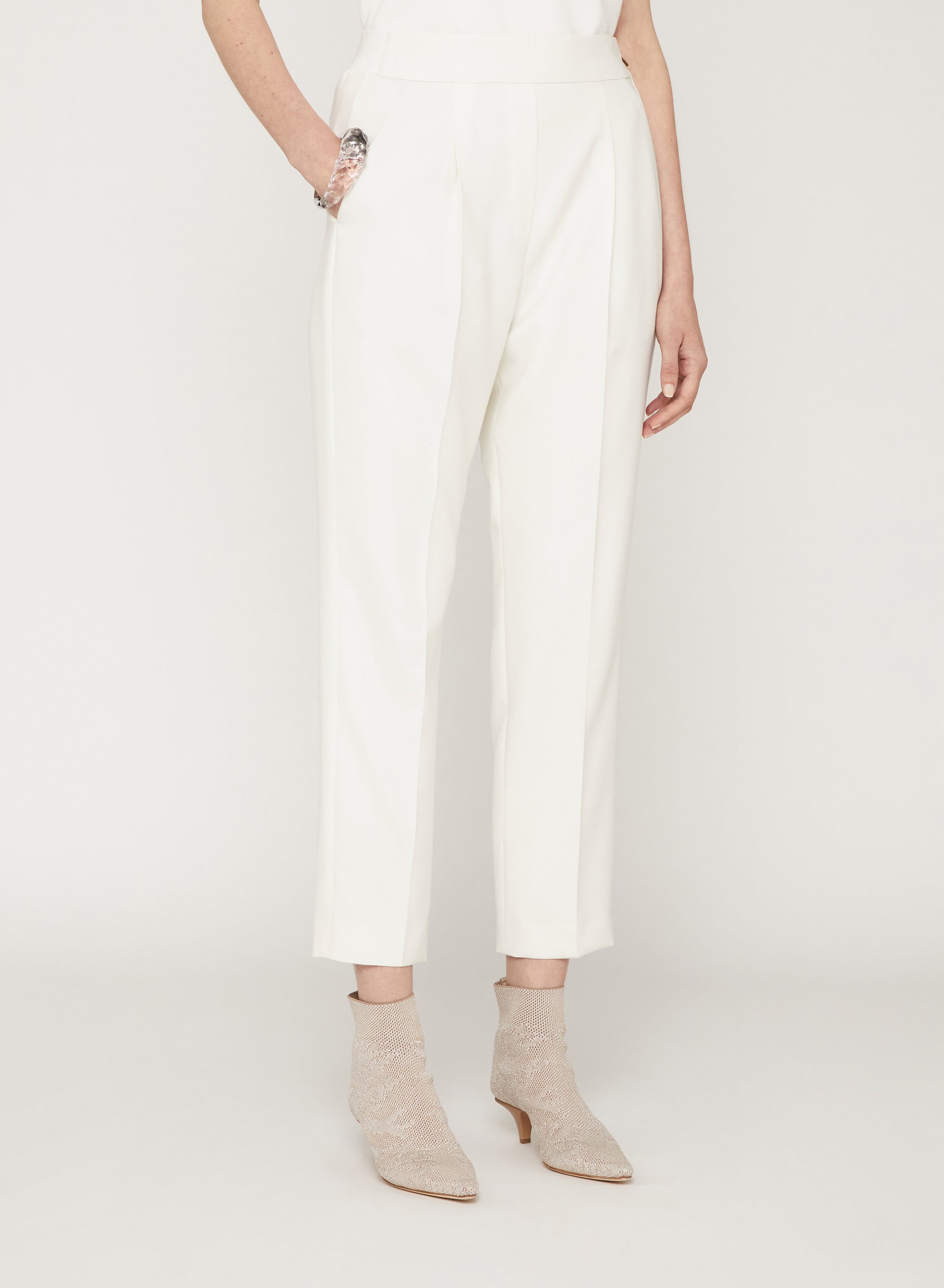 Lana_1QTY // Pantalon 7/8ème à poches italiennes en laine - Lana