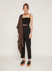 Nero_1QTY // Pantalon à pinces taille haute en laine - Nero