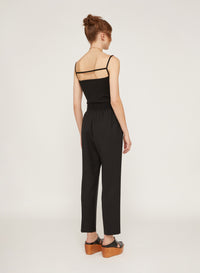 Nero_1QTY // Pantalon à pinces taille haute en laine - Nero