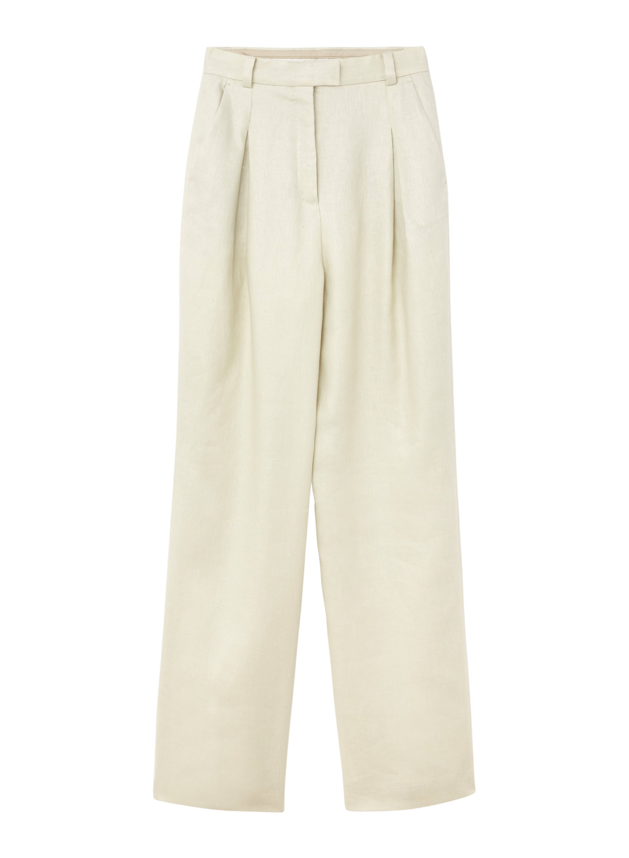 Ice_1QTY // Pantalon taille haute à pinces en lin - Ice