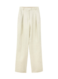 High-waisted linen trousers with darts - Ice