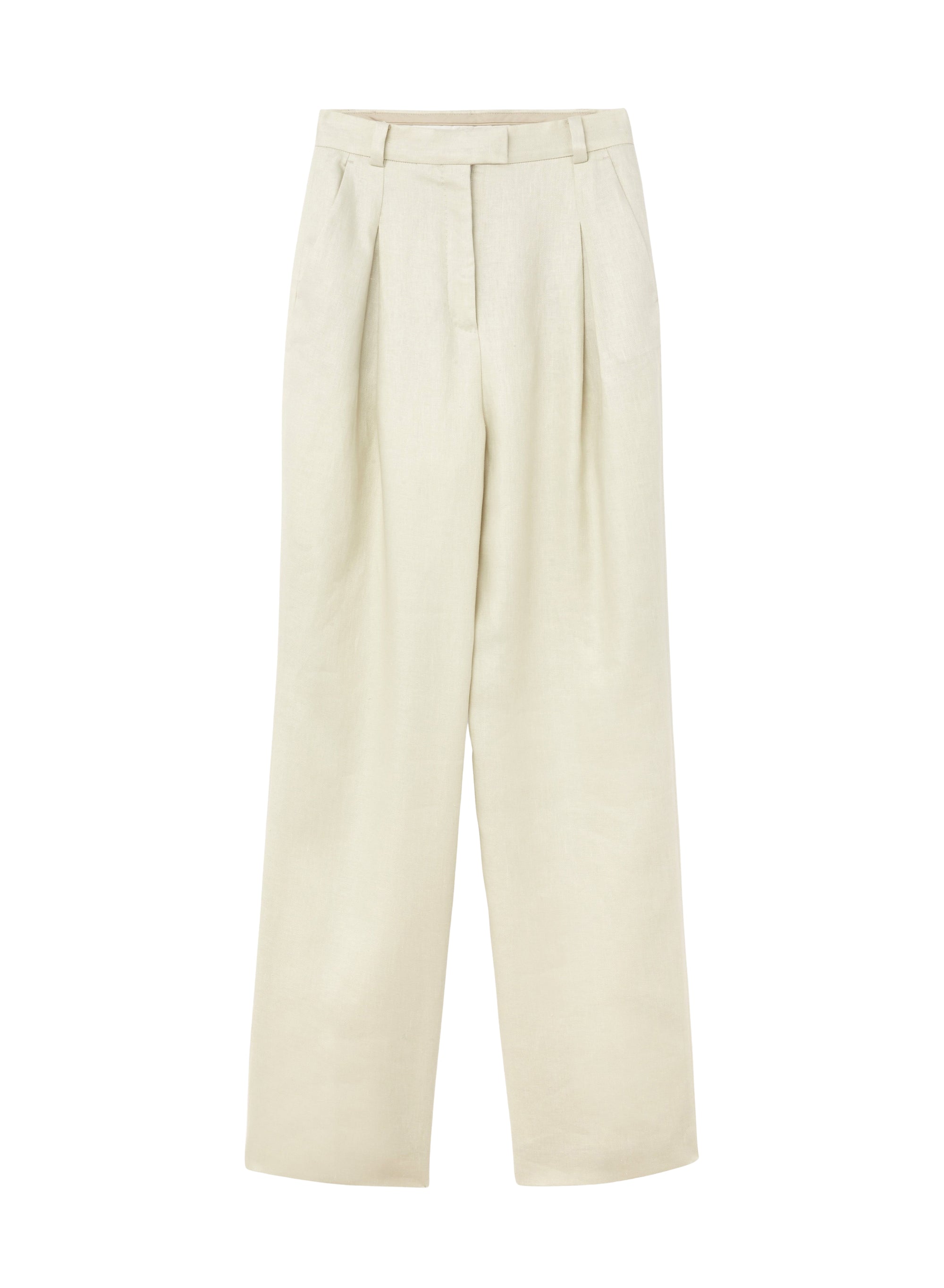 High-waisted linen trousers with darts - Ice