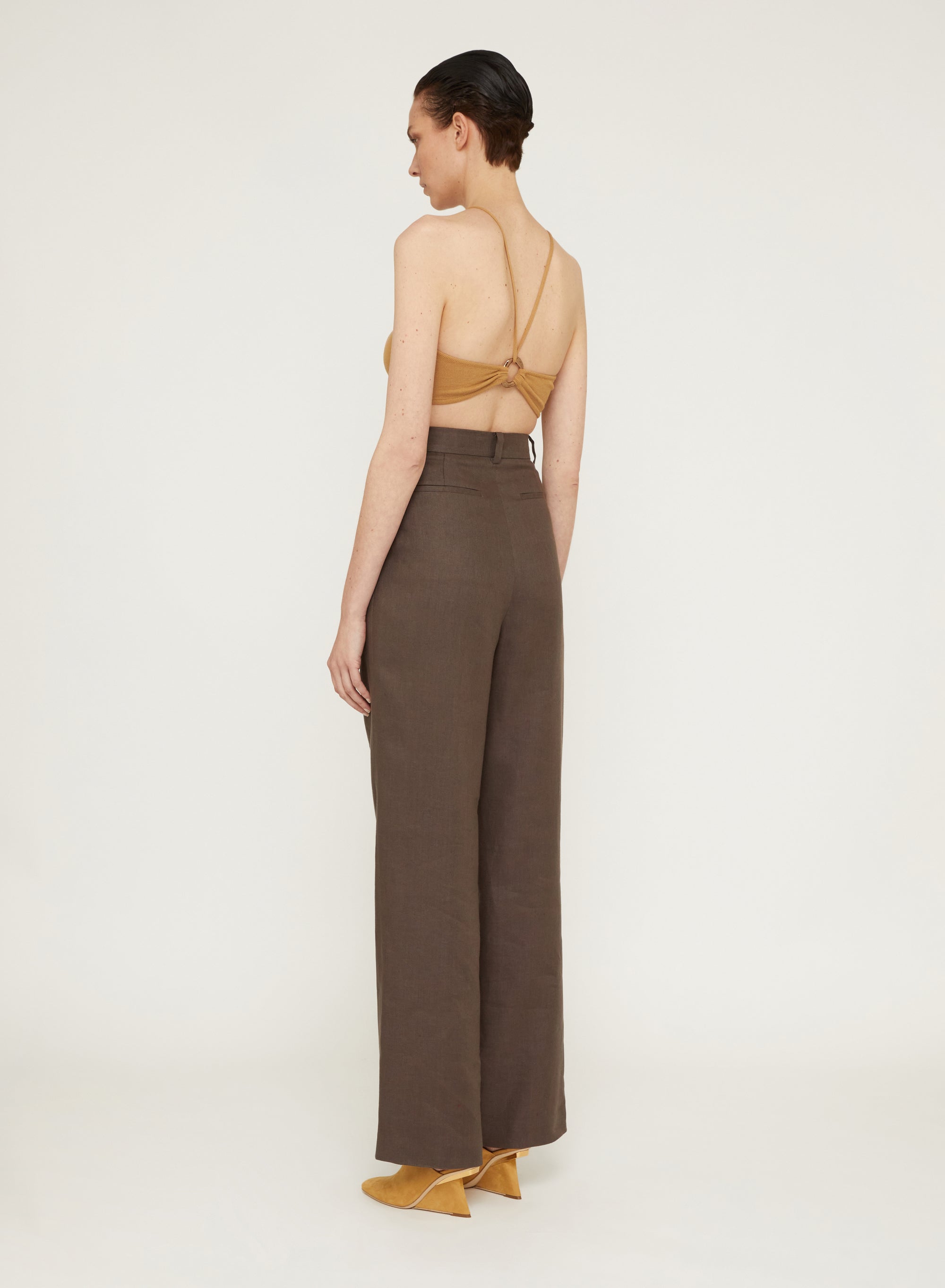 Teak_1QTY // Pantalon ample à pinces en lin - Teak