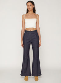 Rinsed_1QTY // Pantalon évasé à détail contrastant - Rinsed