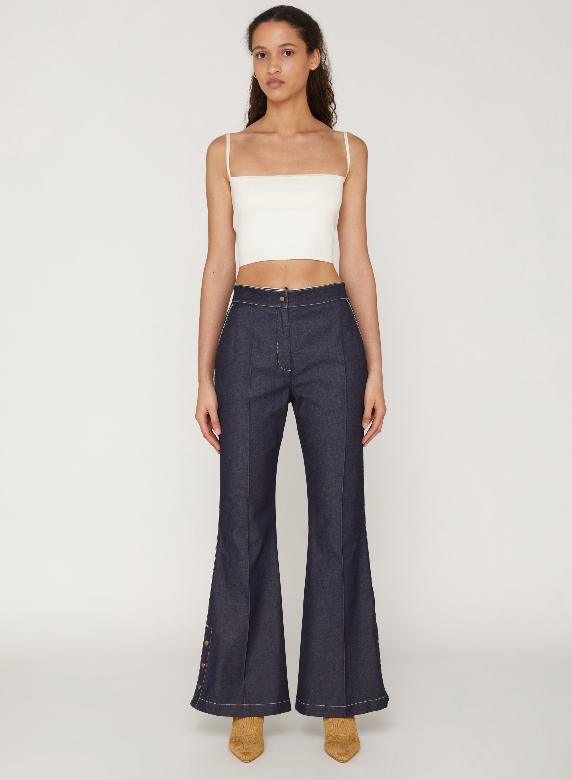 Rinsed_1QTY // Pantalon évasé à détail contrastant - Rinsed