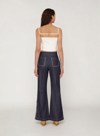 Rinsed_1QTY // Pantalon évasé à détail contrastant - Rinsed