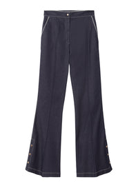 Flared trousers with contrasting detail - Rinsed