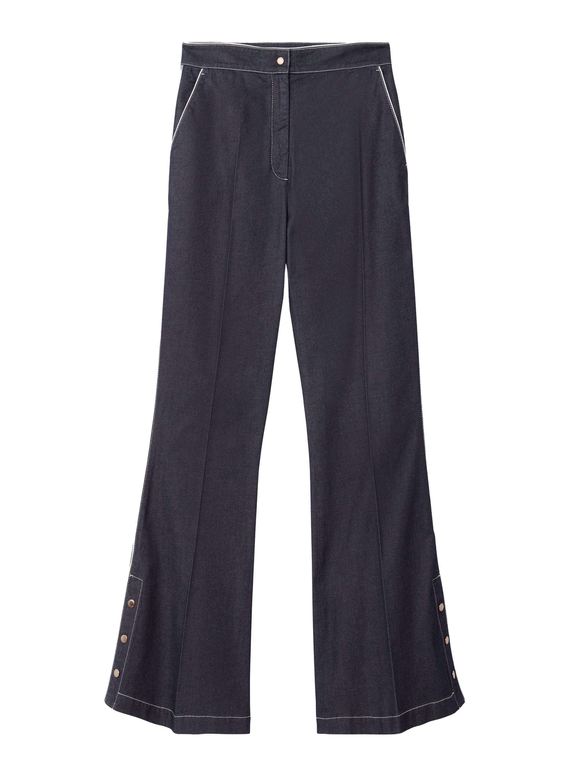 Flared trousers with contrasting detail - Rinsed