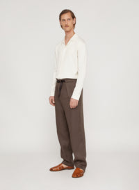 Teak_1QTY // Pantalon ample ceinturé en lin - Teak