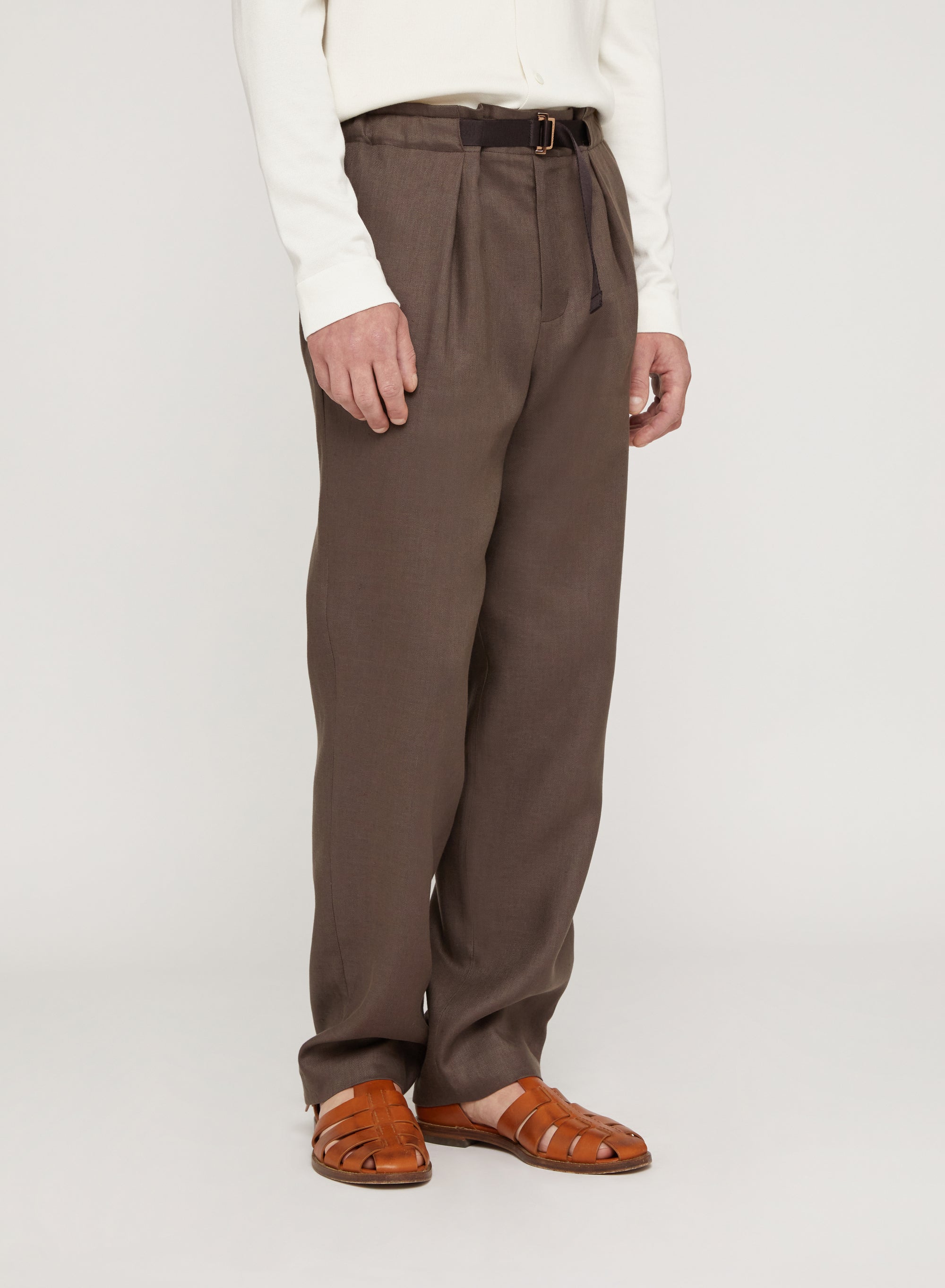 Teak_1QTY // Pantalon ample ceinturé en lin - Teak